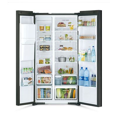 Hitachi Side By Side Glass Refrigerator With Dispenser Glass RSX700GPUK0GBK Black